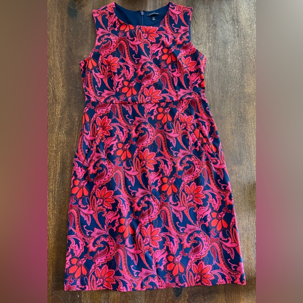 Lands' End Pink and Navy Floral Dress